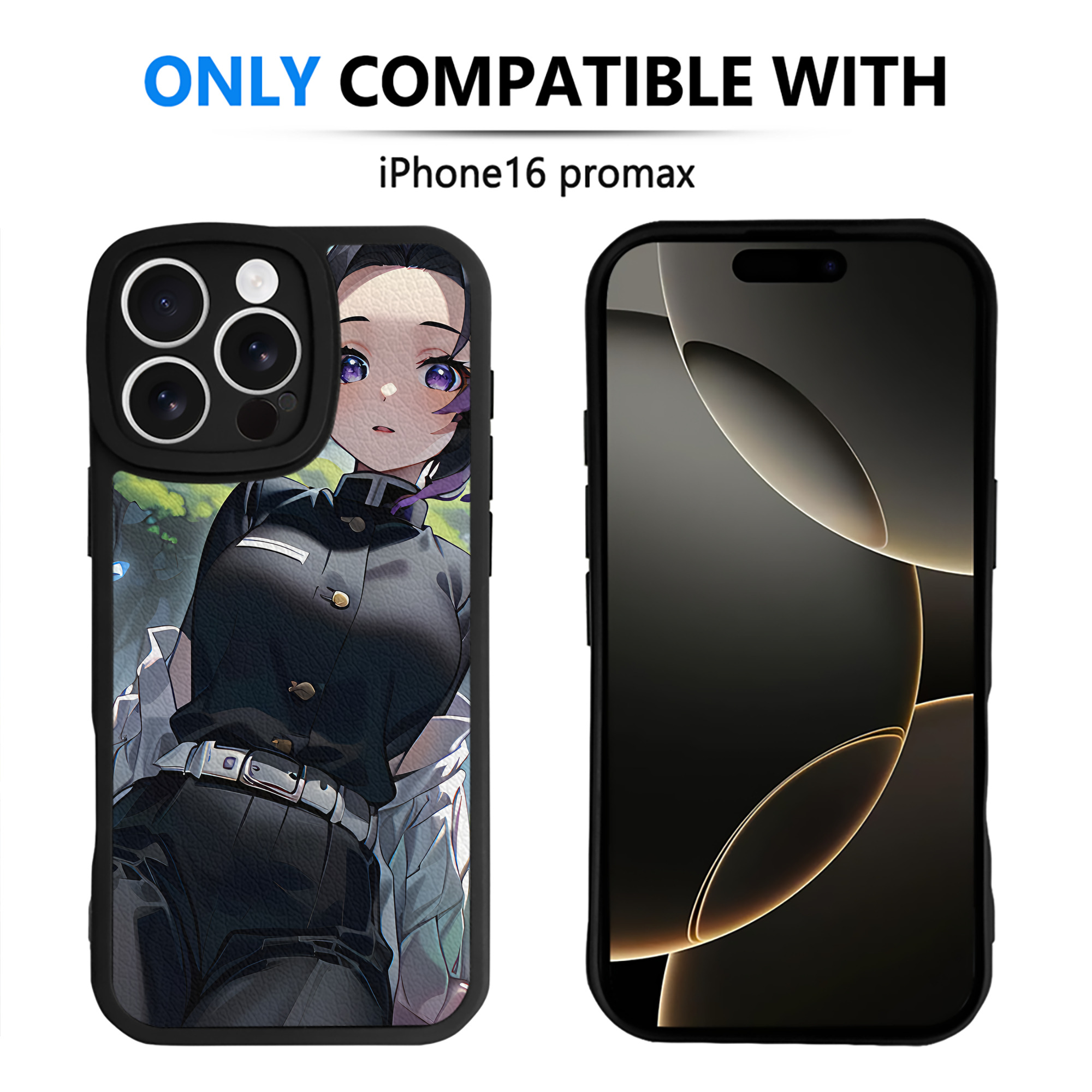 （画像用） 鬼滅の刃（きめつのやいば）蟲柱-胡蝶 しのぶ／こちょう しのぶ Kochou Shinobu 【iPhone 16シリーズ対応】シリコンスマホケース（レザー調） 材質：シリコン